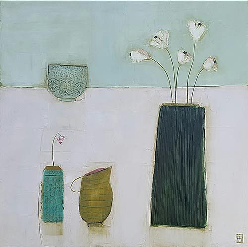 Eithne  Roberts - Little green jug and dark vase